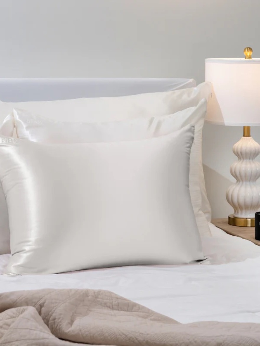 (2) Blissy 100% Silk Pillowcases in White, both brand new in box - Picture 5 of 5